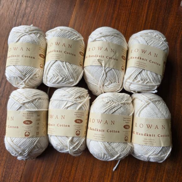 Rowan DK Handknit Cotton Lot Of 8 Skeins Shade 251 Ecru 50g Made in England - Picture 1 of 10